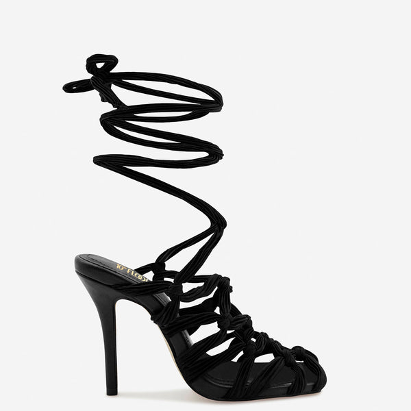 Womens Black Strappy Heels Stiletto Heel Sandals - Milanoo.com